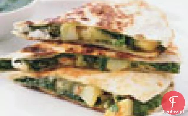 Quesadillas z ziemniaków, zieleni i koziego sera