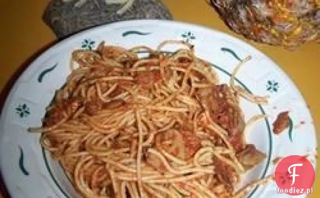 Spaghetti z boczkiem i grzybami