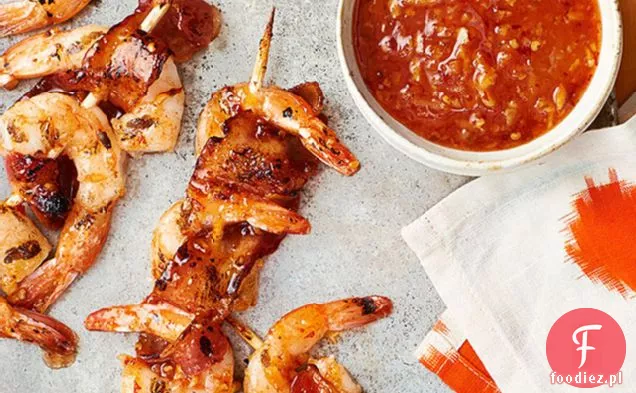 Kaboby krewetkowe zawinięte w boczek z sosem pomarańczowo-Chipotle