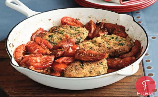 Kotlety wieprzowe z pomidorami zapiekanymi na patelni