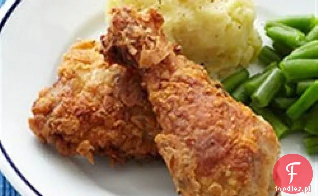Kurczak smażony w stylu południowym z puree czosnkowym