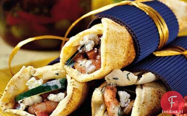 Gyros z grilla z krewetkami z pastą Herbed jogurt