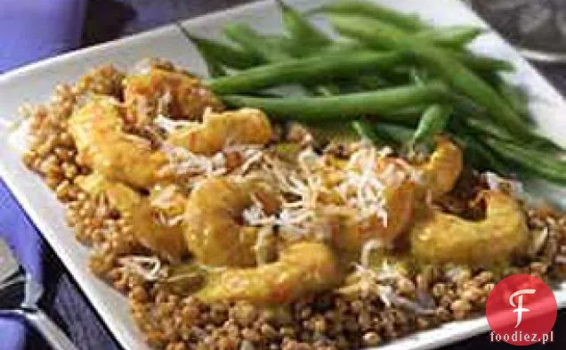 Curry Kokosowe krewetki z jagodami pszenicy