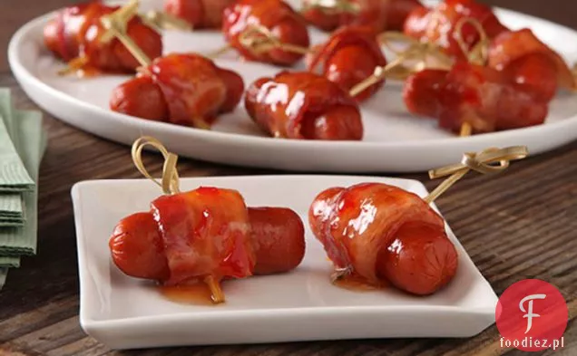 Sweet & Spicy Bacon Wrapped Smokies