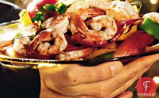 Grillowane krewetki Parsleyed i warzywa