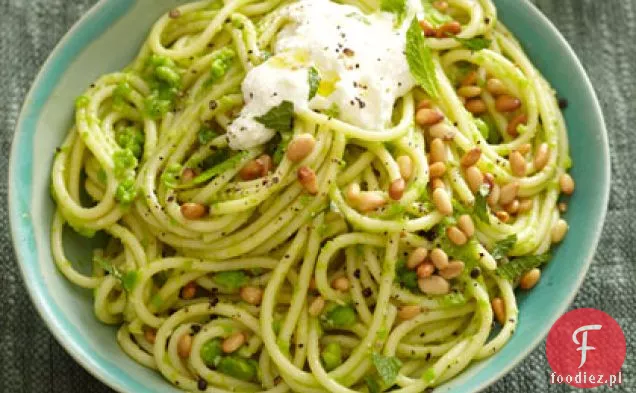 Spaghetti z ricottą i Pesto z grochu