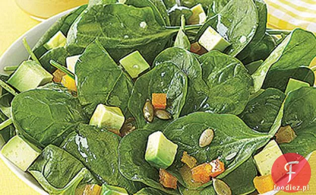 Sałatka szpinakowa z pestkami dyni i awokado