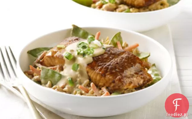 Kremowy ryż warzywny z łososiem Teriyaki