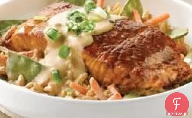 Kremowy ryż warzywny z łososiem Teriyaki