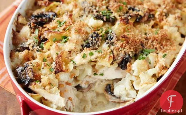 Zapiekanka z kurczaka Tetrazzini z kalafiorem