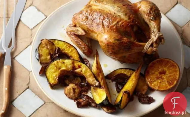 Pieczony czosnek i pomarańcza Pieczony kurczak