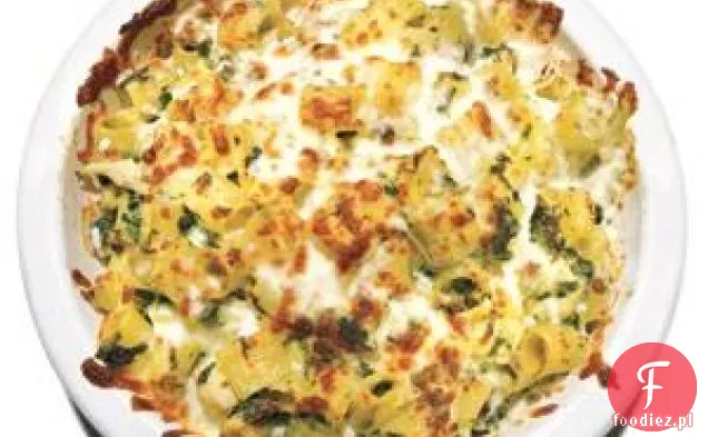 Serowy Pieczony Makaron Ze Szpinakiem I Karczochami Przepis