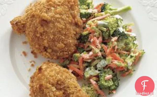 Kurczak smażony w piekarniku z chrupiącymi brokułami