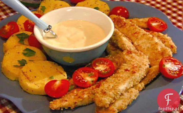 Kurczak z parmezanem w kremowym dipie miodowo-musztardowym