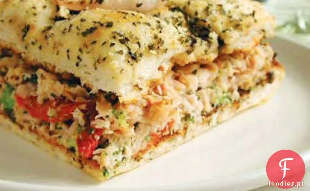 Kanapki z brokułami i wędzonym indykiem Focaccia