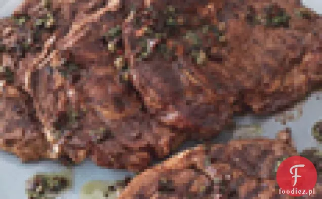 Grillowane steki Rib-Eye karmione trawą z winegretem Balsamiczno-kaparowym