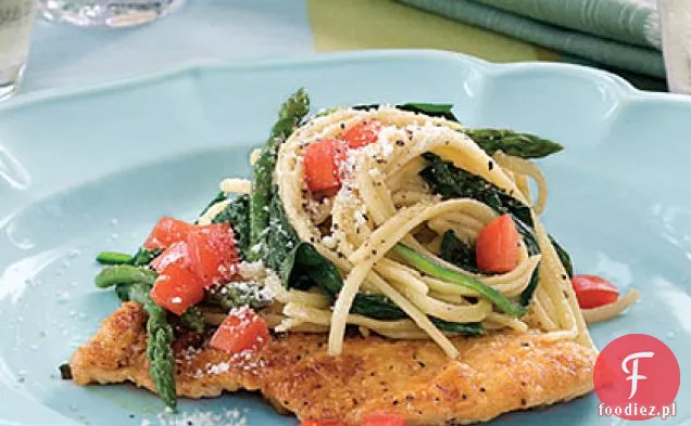 Scaloppine z kurczaka ze szpinakiem i Linguine