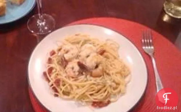 Czosnek Krewetki Linguine