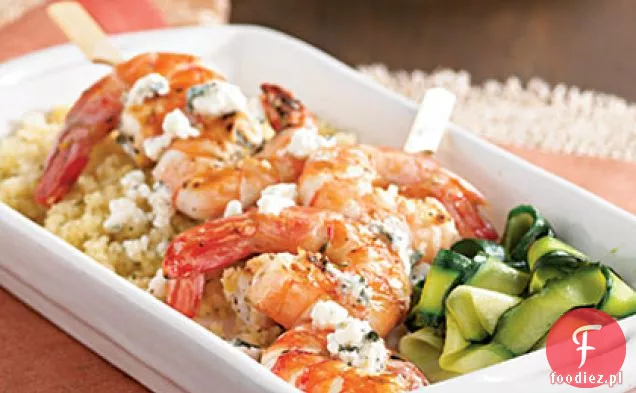 Ziołowo-grillowane szaszłyki z krewetek z cytrynowo-ziołową fetą