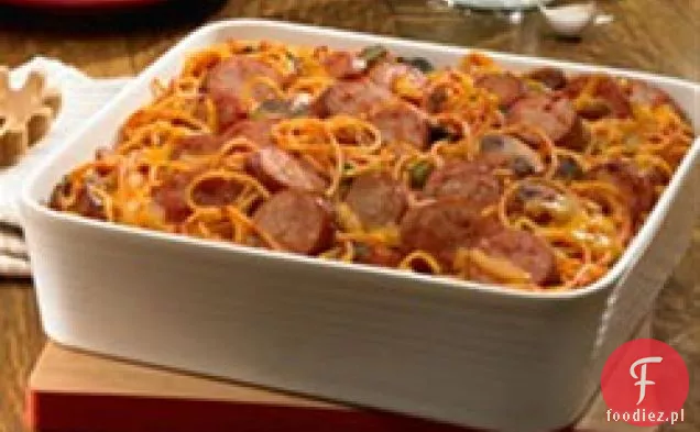 Zapiekanka Spaghetti Z Wędzoną Kiełbasą