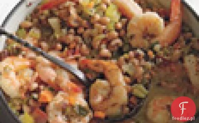 Garlicky krewetki pieprz czarny i Black-Eyed Peas