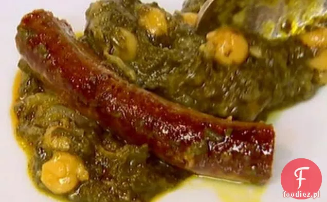 Pikantny Merguez ze szpinakiem i białą fasolą