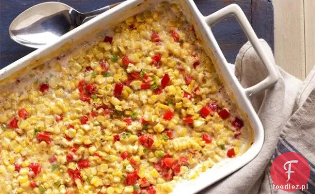 Pieczona kremowa kukurydza z czerwoną papryką i Jalapenos