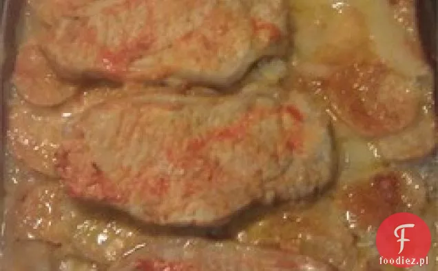 Zapiekane ziemniaki i kotlety schabowe