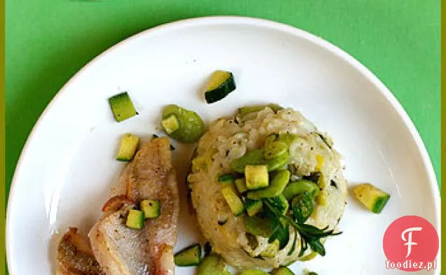 Zabawa z jedzeniem lub Fava Bean Risotto Timbale-Jeu de nourriture ou une timbale de risotto aux fèves