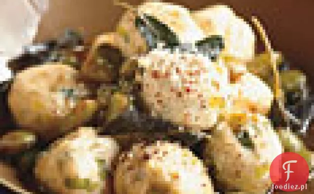 Ricotta Gnocchi z porami i fasolą Fava