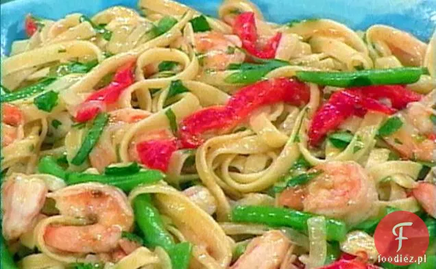 Patelnia Krewetki Krewetki z Fettuccine