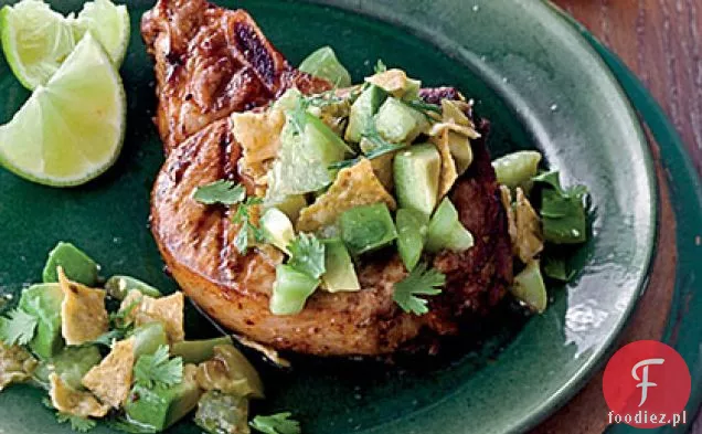 Grillowane kotlety schabowe Chile z tortillą-Salsa Tomatillo