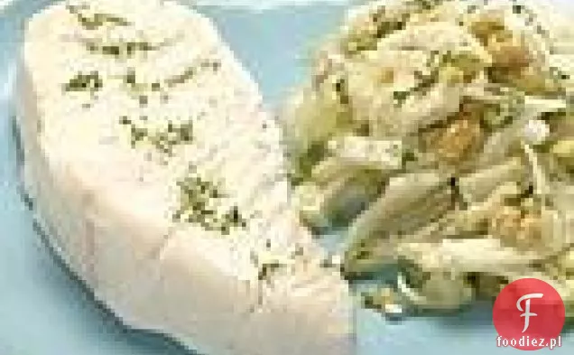Halibut gotowany na zimno z sałatką koperkowo-oliwkową