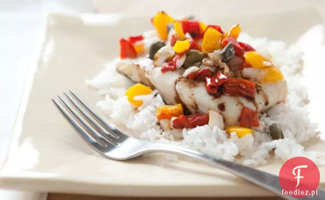 Pieczony Halibut Z Papryką Piquillo