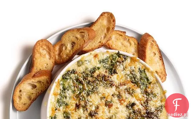 Gorący Dip szpinakowy z pieczarkami