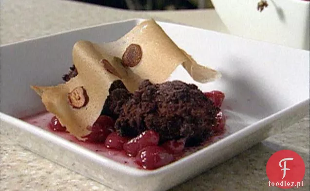 Cherry Chocolate Beignets z wanilią duszone wiśnie