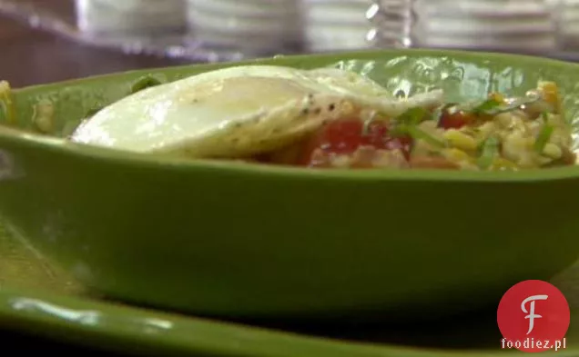 Milanese Risotto z boczkiem, porem i pomidorami i jajkami