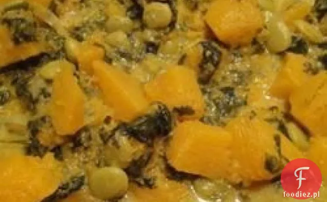Dynia, fasola Maślana i szpinak Curry