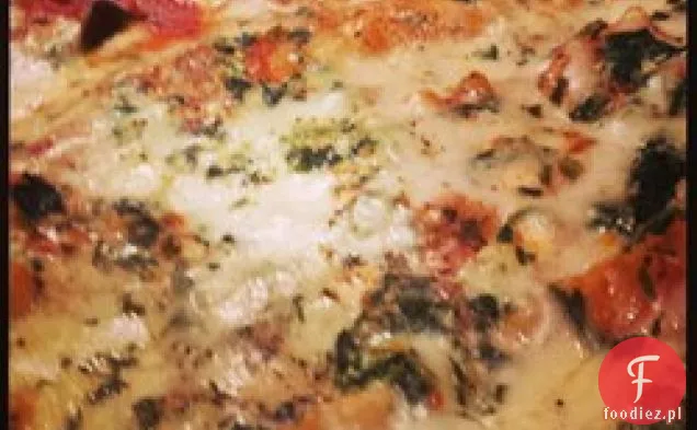 Niskotłuszczowy serowy szpinak i bakłażan lasagne