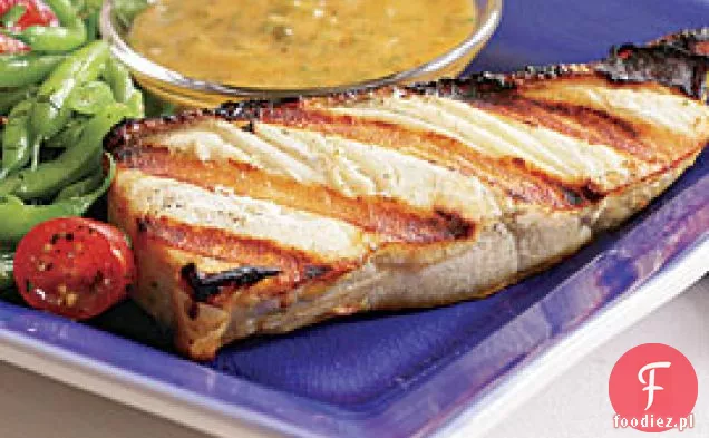 Grillowany Halibut z estragonem-majonezem kaparowym