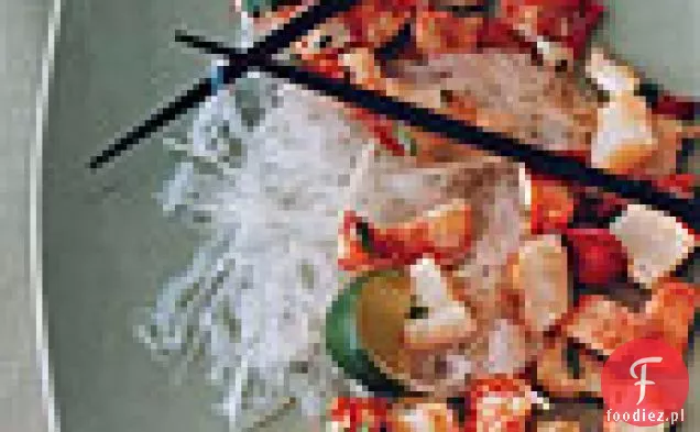 Sałatka z homara ze szklanym makaronem i Jícamą