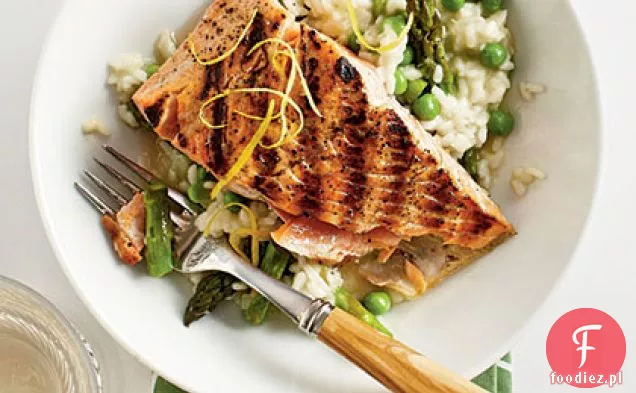 Łosoś z szybkim wiosennym Risotto
