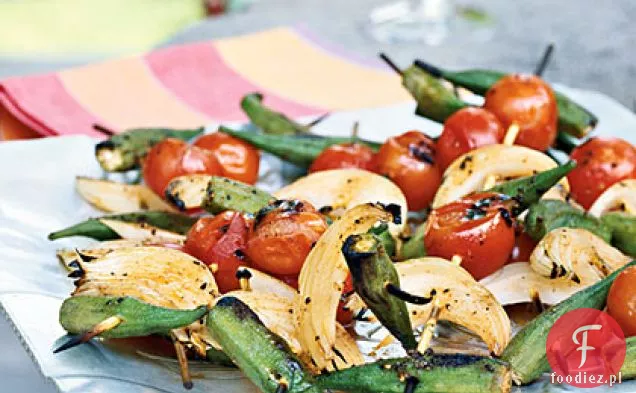 Grillowana Okra i szaszłyki pomidorowe