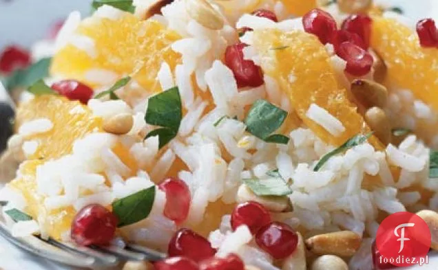 Pomarańczowo-Basmati Sałatka z orzeszkami pinii i pestkami granatu