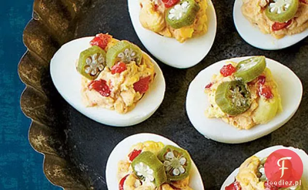 Smoky Pimiento Cheese Deviled Eggs