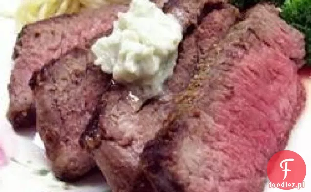 Kickin ' London Broil with Bleu Cheese Butter