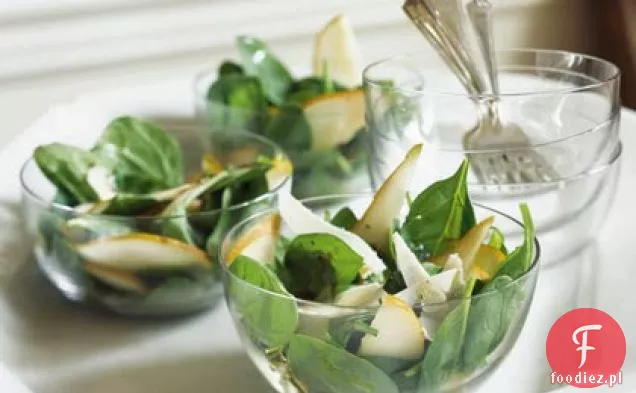 Sałatka szpinakowo-gruszkowa z winegretem musztardowym