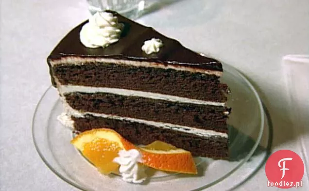 Czekoladowe ciasto Krówkowe z lukrem waniliowym i polewą czekoladową Ganache