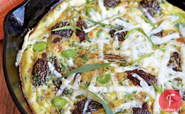 Frittata z smalcem, fasolą Fava i serem pecorino Romano