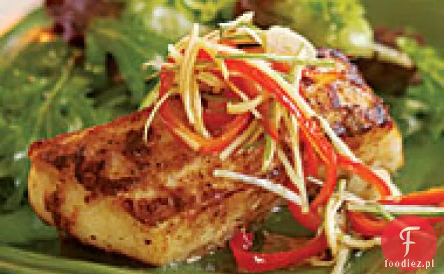 Chiński Halibut Pięciopalczasty z marynowaną czerwoną papryką i imbirem